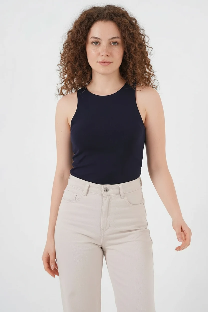 Kadın Halter Yaka Lacivert Body