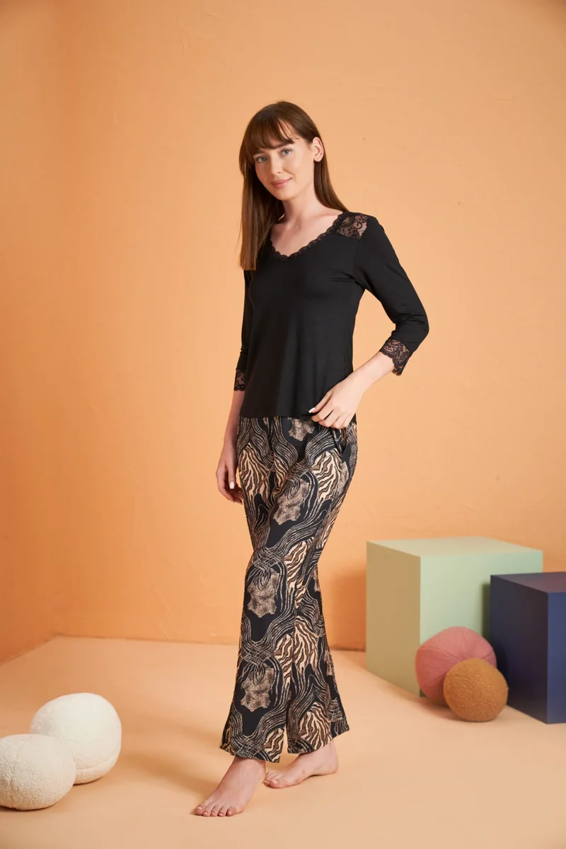 PJS 28040 Kadın V Yaka Pijama Takım
