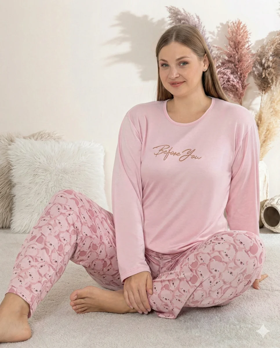 Boyraz 0261 Kadın Sandy Battal Uzun Kol Pijama Takımı