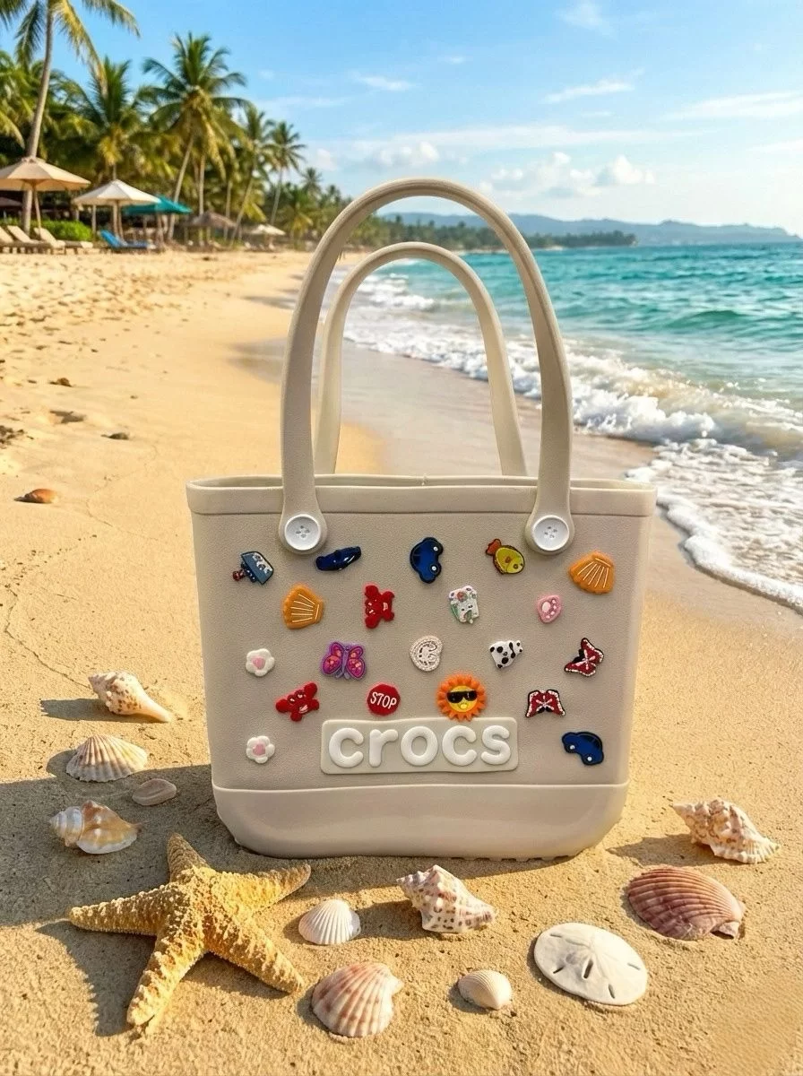 Crocs Stil Jibbitzli Kadın Plaj Çantası