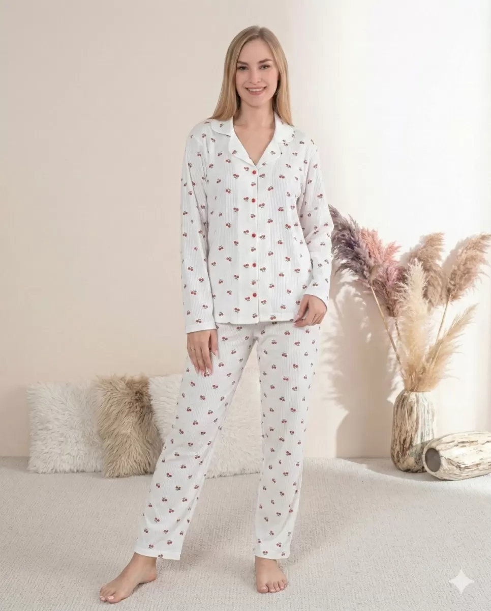 Boyraz 0346 Kadın Raporlu Uzun Kol Pijama Takımı