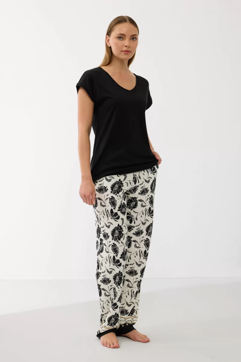 Anıl 11709 Kadın Kısa Kol Tencel Kumaş Desenli Pijama Takımı