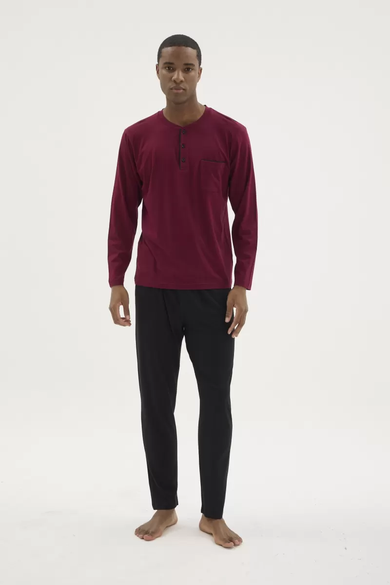 Kocabey BU-26360 Erkek Midi Yaka Battal Pijama Takımı