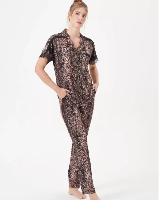 Pjs 29068 Kadın Kısa Kollu Düğmeli Pijama Takım