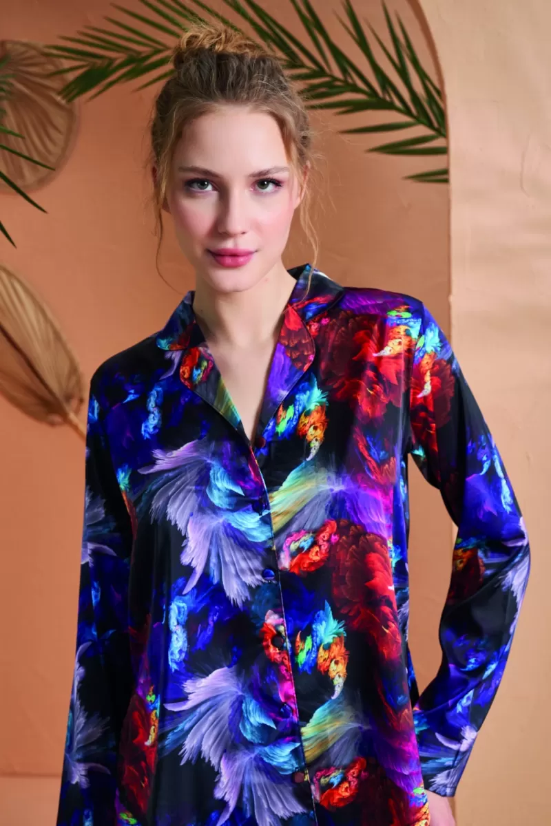 PJS 27079 Kadın Düğmeli Pijama Takımı