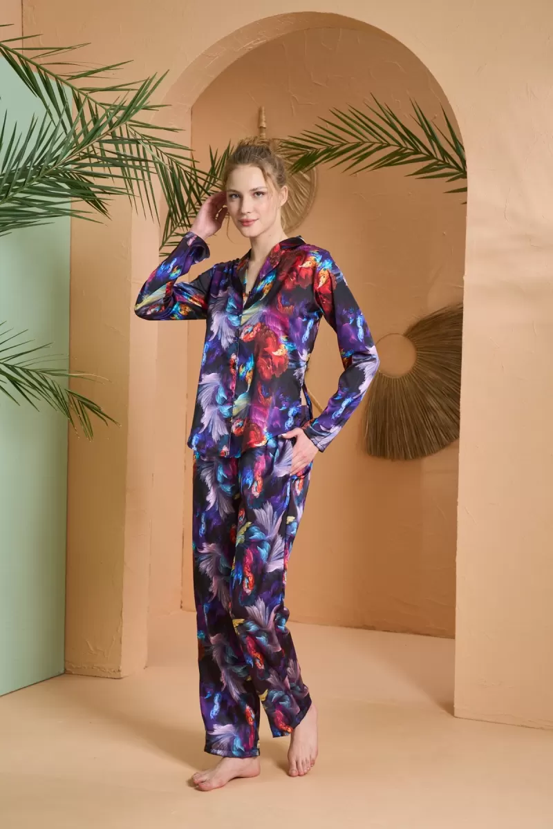 PJS 27079 Kadın Düğmeli Pijama Takımı