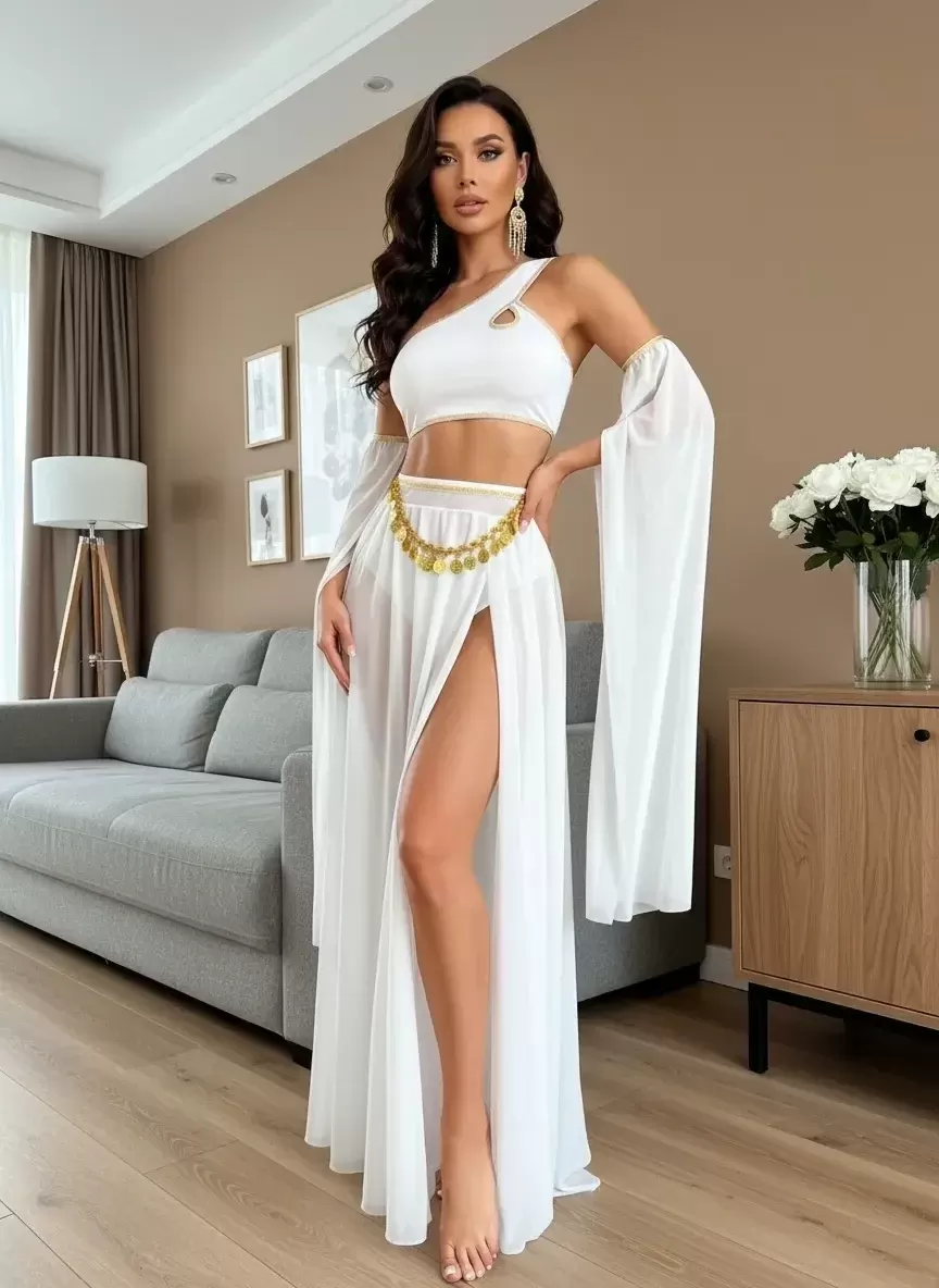 Özel Tasarım Kadın Beyaz Fantezi Harem Kostüm