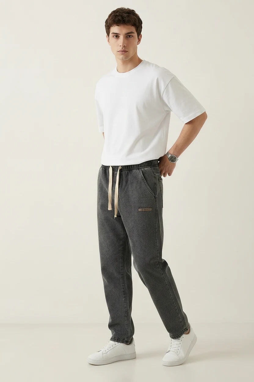 Erkek Rahat Kesim Denim Antrasit Pantolon