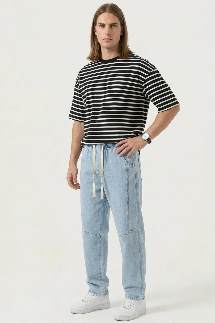 Erkek Rahat Kesim Denim Mavi Pantolon