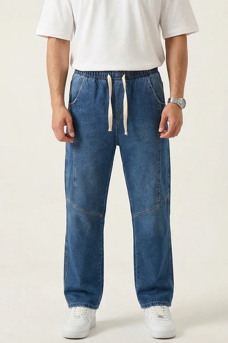 Erkek Rahat Kesim Denim Lacivert Pantolon