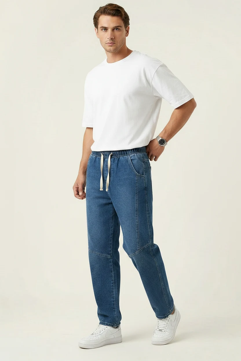 Erkek Rahat Kesim Denim Lacivert Pantolon