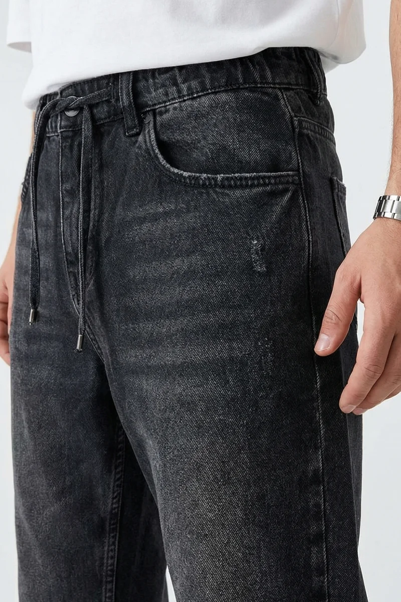 Erkek Rahat Kesim Baggy Denim Siyah Pantolon