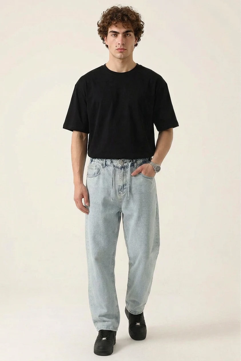 Erkek Rahat Kesim Denim Mavi Pantolon