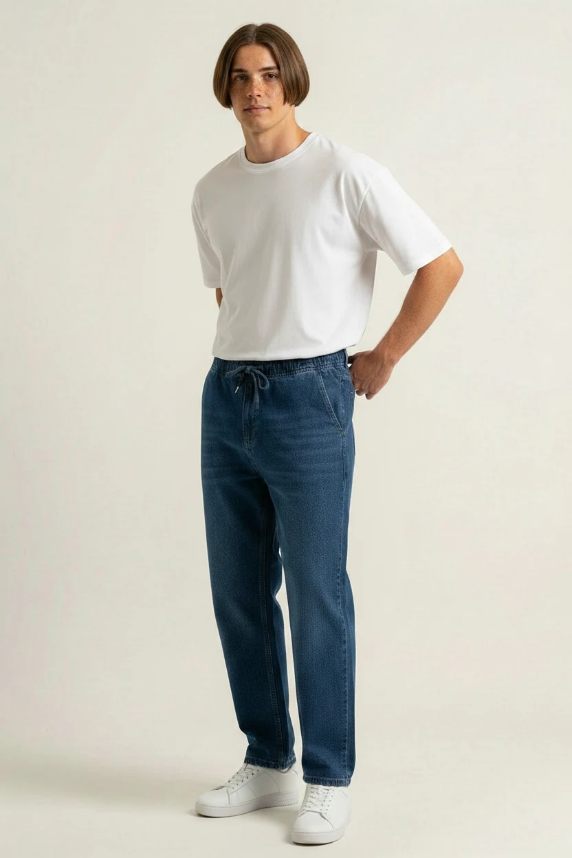 Erkek Rahat Kesim Denim Lacivert Pantolon