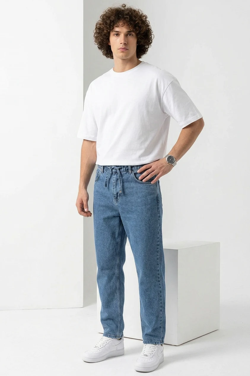 Erkek Rahat Kesim Denim İndigo Pantolon