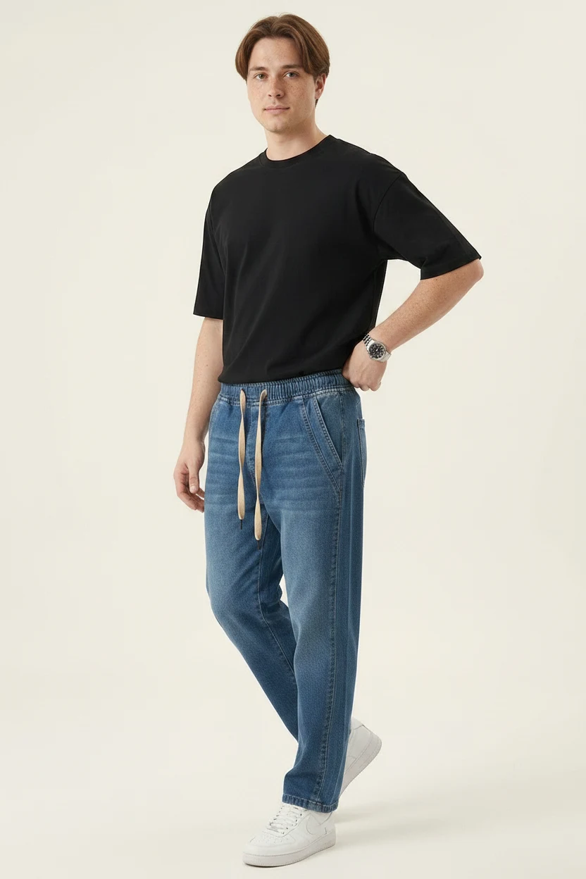 Erkek Rahat Kesim Denim Lacivert Pantolon