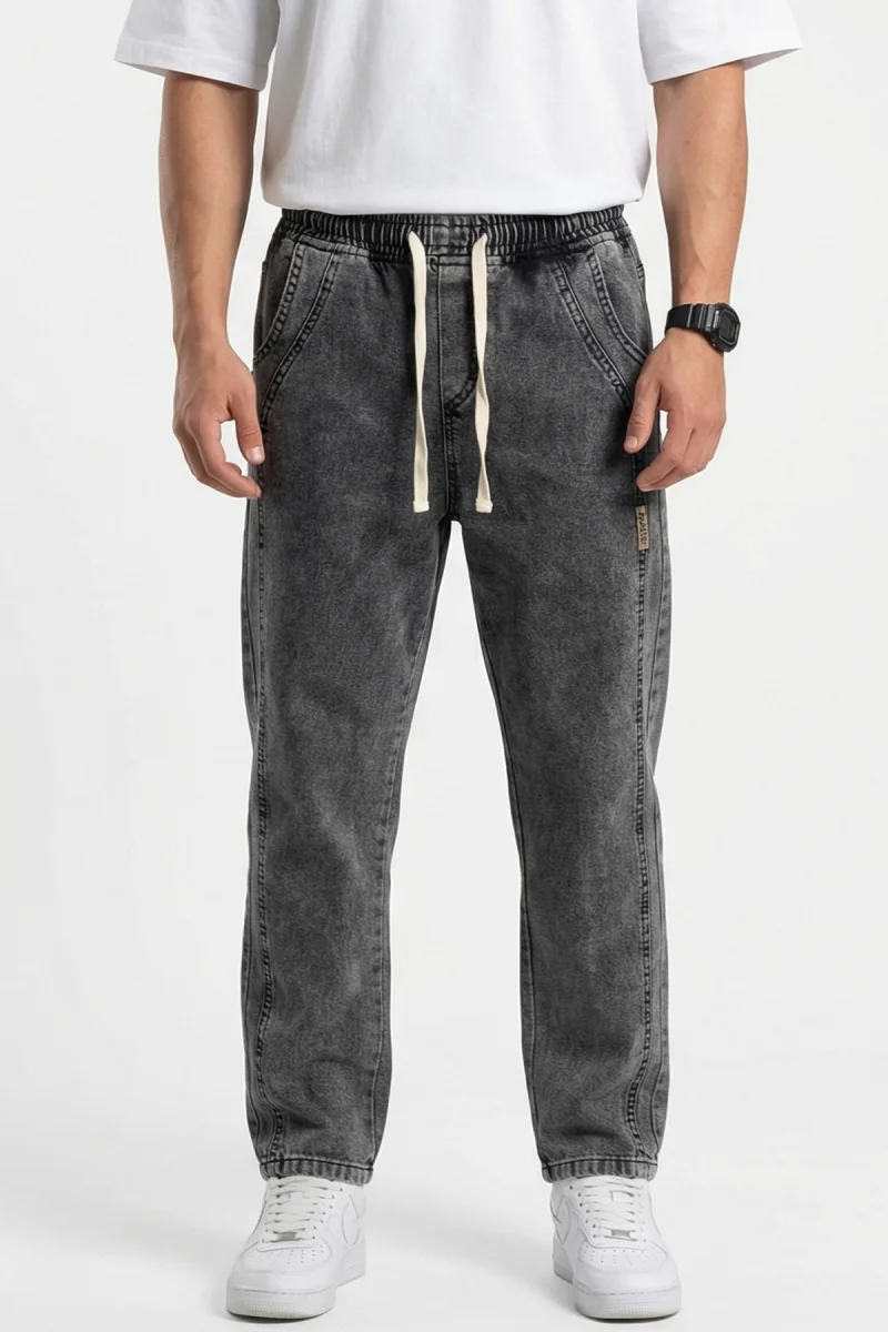 Erkek Rahat Kesim Baggy Denim Antrasit Pantolon