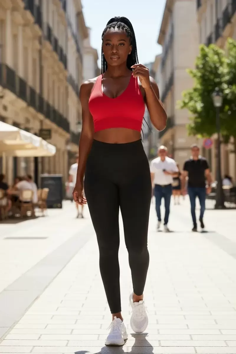 Kadın Kırmızı Modern Fit Derin Göğüs Dekolteli Şık Crop Top Bluz