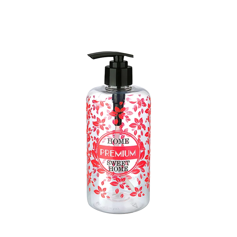 Şeffaf Sıvı Sabunluk Yuvarlak Plastik Pompalı 500 ML