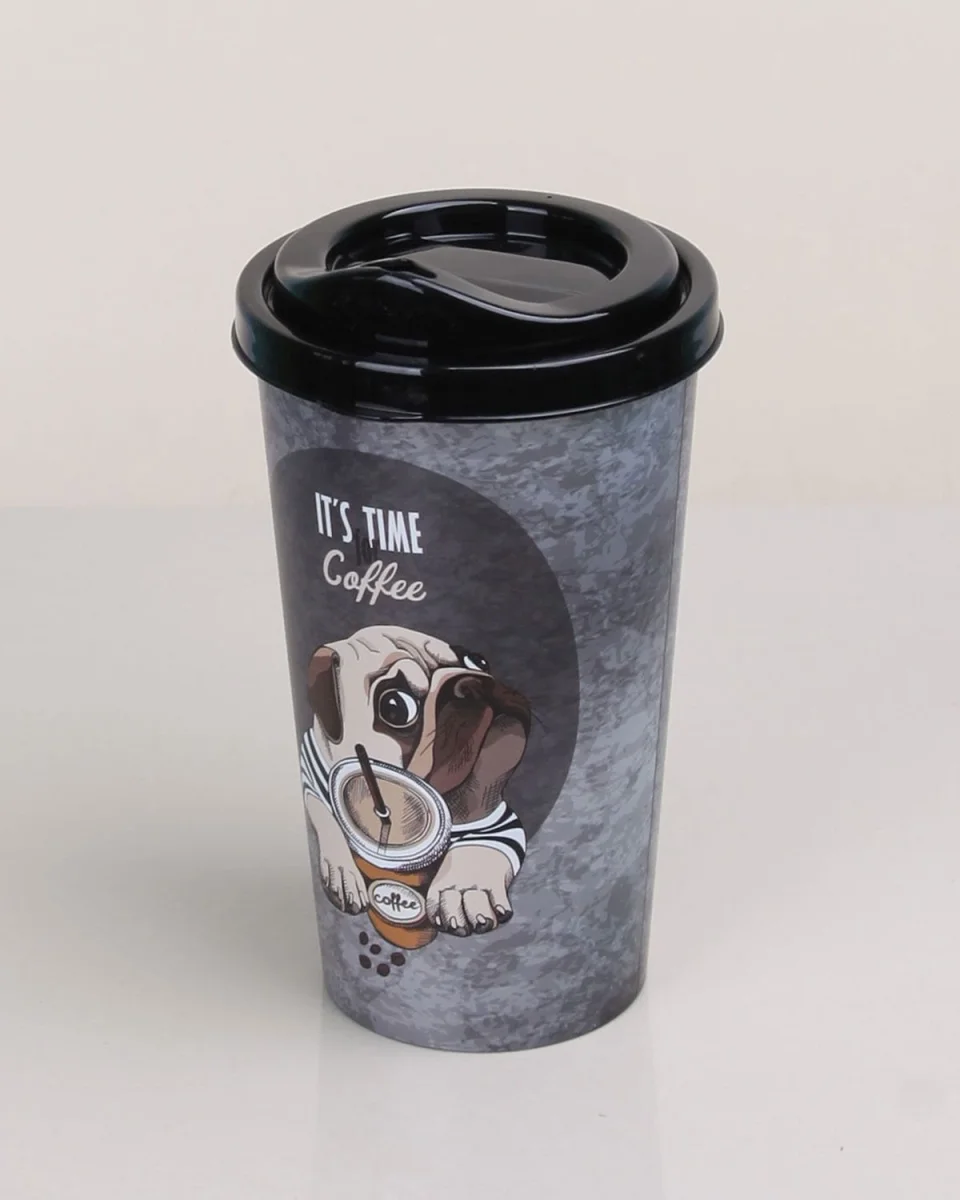 4 Adet Kahve Bardağı Kapaklı Desenli 650ML