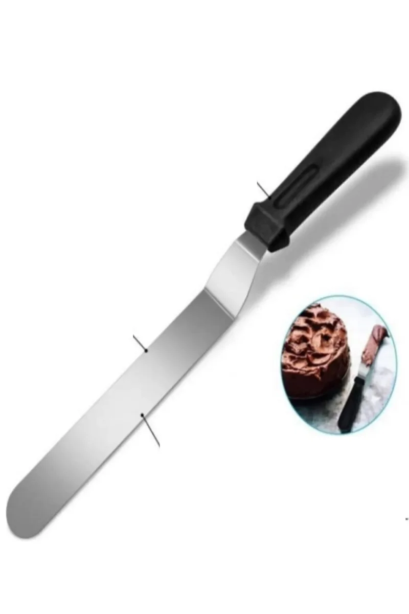 2li Set Hamur Şekillendirici Eğik Pasta Spatulası ve Metal Hamur Kesici Kazıyıcı Spatula