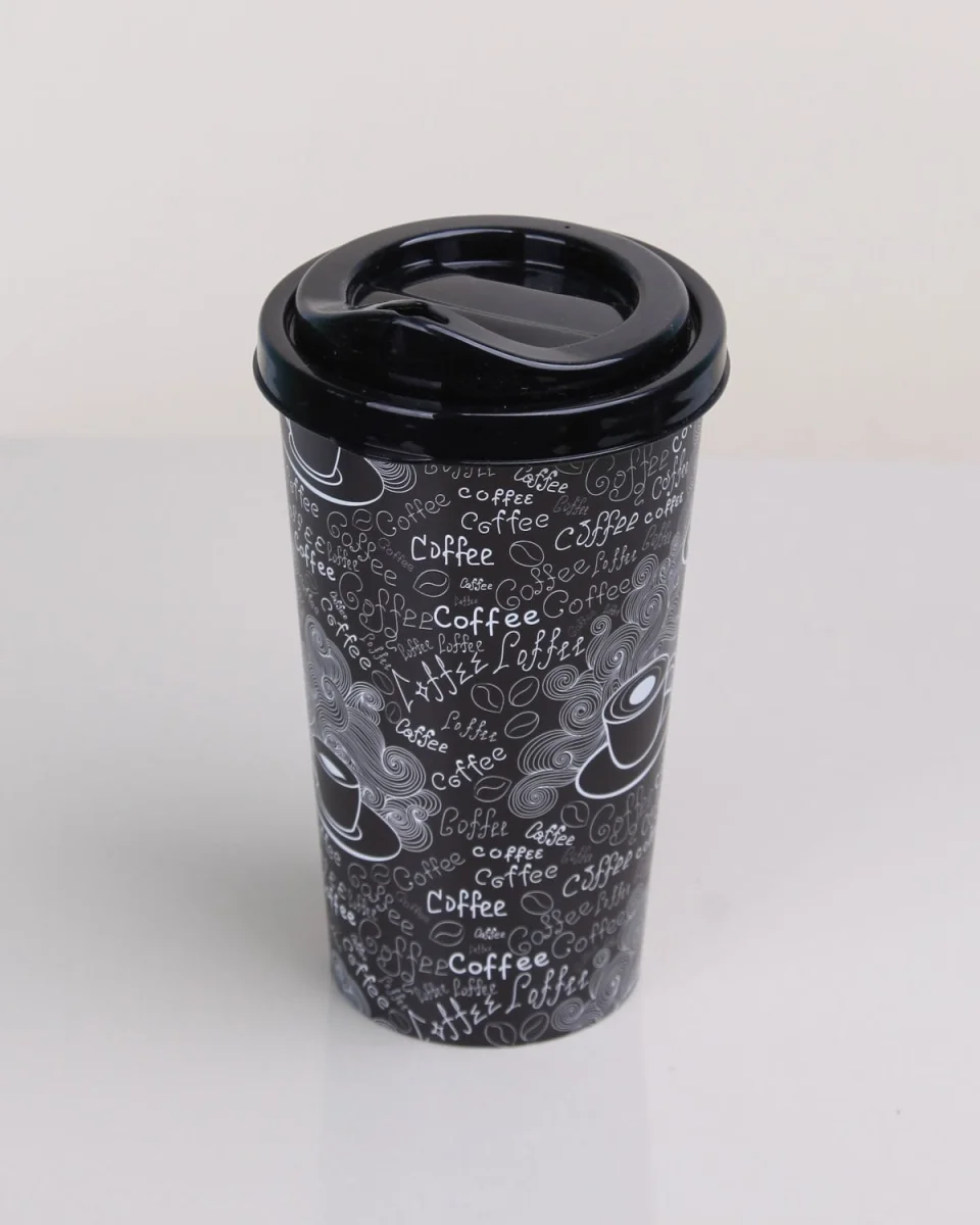 4 Adet Kahve Bardağı - Kapaklı Desenli 400ML